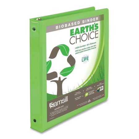 SAMSILL SAM 1 in. Earths Choice Biobased Economy Round Ring View Binders; Lime 17335